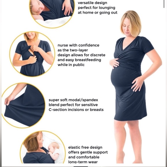 Kindred Bravely Angelina Nursing Dress Maternity Size Medium Red Burgundy Shade - Picture 5 of 5